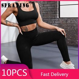 Women's Pants 10 Leggings 2024 Ribbed Knitted Club Party Trouser Sexy Fitness Wholesale Items For Business Yoga Woman Clothing S12925