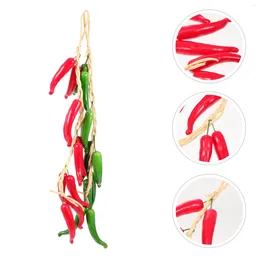 Decorative Flowers 2 Pcs Simulated Pepper Greenery Wreath Lanyard Simulation Chilli Decor Christmas