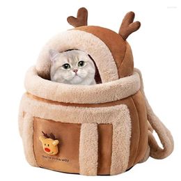 Cat Carriers Warm Carrier Bag Breathable Elk Design Backpack Soft Front Pack For Kitten Travel Pet Supply