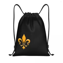 Shopping Bags Trendy Fleur De Lis Drawstring Women Men Portable Gym Sports Sackpack Lily Flower Symbol Backpacks