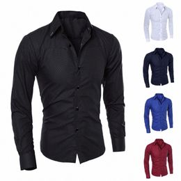 mens Causal Lg Sleeve Butt Down Dr Shirt Busin Formal Party Slim Shirts Tops Muscle Shirts Solid Men Clothing 724N#