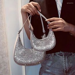 Evening Bags 2 Size Bright Drill Chain Single Shoulder Bag Shimmer Diamonds PU Leather Women Outting Dating Underarm Purses And Handbags