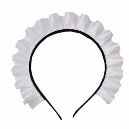 women Wide Headdr Lovely White Maid Headbands Anime Cosplay Headpiece Gothic Novelty Hair Hoop Props r84G#