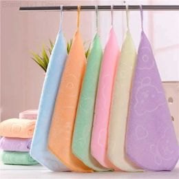 Handkerchiefs Candy Coloured ultra-fine Fibre kindergarten square childrens facial wash hand cleaning soft and quick drying small towel hook handleL2405
