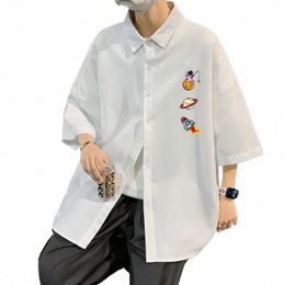 men's Oversized Shirts White Mens Fi Blouse Funny 5xl Oversize Half Sleeves Dr Shirt for Men Print New Clothing Casual 22Mz#