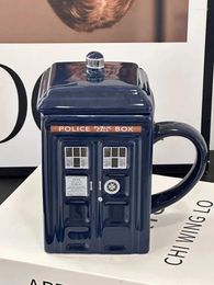 Mugs Creative British Booth Cup Ceramic Telephone Novel Mug Coffee With Cover