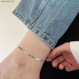 Anklets New Minimalist 925 Sterling Silver Snake Chain Bracelet Womens Fashion Ankle Leg Accessories Ankle JewelryL2403