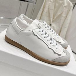 Casual Shoes 2024 Est Spring Autumn Retro Sneakers Suede Genuine Leather Women Lace-Up Round Toe Solid Color Comfort Trendy