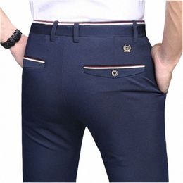 suit Pants for Men Fi Elegant Male Dr Pants Solid Colour Straight Lg Trousers Man Slim Fit Formal Trousers Black d9DX#