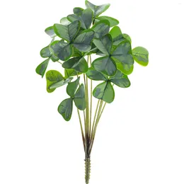 Decorative Flowers Shamrock Decor Picks Artificial Green Plant Faux Leaves Simulated Party Decors Imitated Vase
