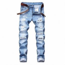 fi Men's Clothing Streetwear Vintage Pants Designer Jeans Slim Straight Leg Trousers Club Hip-Hop Men Quality Denim Pants c27P#