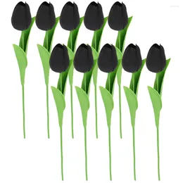 Decorative Flowers 10pcs PU Fake Tulips Artificial Flower Arrangement Bouquet Materials