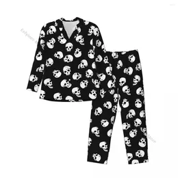 Men's Sleepwear Pyjama Sets Geometric Cool Halloween Skulls Long Sleeve Leisure Outwear Autumn Winter Loungewear