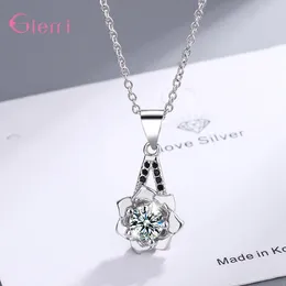 Chains Arrival 925 Sterling Silver Cute Flower Crystal Chain Necklace For Women Girls Fashion Jewellery Wholesale