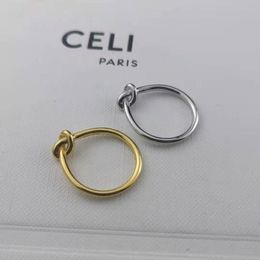 Hoop & Huggie Brand Korean Simple Fashion Style Accessories Knot Circle Finger Ring For Women Brass Plated 18K Gold High QualityHo207T