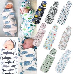 Blankets Born Baby Cute Swaddled Blanket Sleeping Cotton Tabby Wrap Hat Anime 2 Pieces Casual Accessories