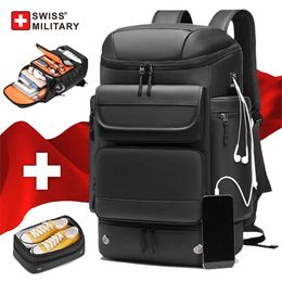 SWISS MILITARY Men Large Capacity Travel Outdoors Fashion Sports Waterproof Laptop Backpack with Shoe Bag Mochilas