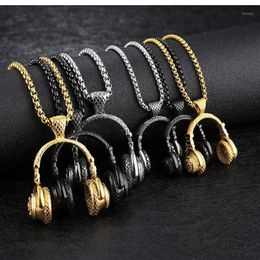 Pendant Necklaces Rock DJ Music Headphone Necklace Fashion Stainless Steel Men Women Hip Hop Headset Party Cool Jewelry296N