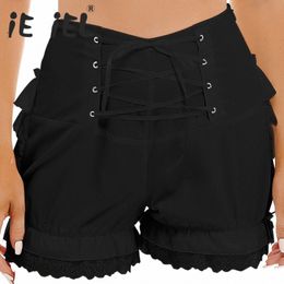 women's Lolita Boxer Shorts Medieval Costume Tiered Ruffle Pettipants Lace Trim Bloomers Lounge Booty Pumpkin Lace-Up Shorts O8ba#