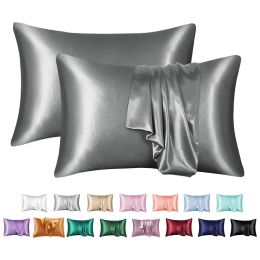 24H Ship Wrinkle Resistant Ultra Soft Satin Pillowcases with Envelope Closure Multi-color King Queen Pillow Case for Hair and Skin HK0001