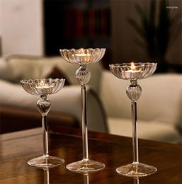 Candle Holders Glass Goblet Holder Handmade Flower Receptace Tealight Candlestick Living Room Glassware Art And Craft Decor Dining Table