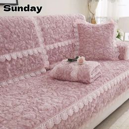 Chair Covers 3D Rose Printed Plush Sofa Cover Winter Thicken Warm Couch For Living Room Home Decor Nordic Anti Slip Backrest Slipcover