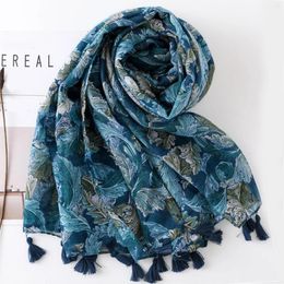 Scarves Women Luxury Design Lrage Scarf The Four Seasons 180X90cm Warm Shawl Fashion Print Cotton And Linen Bandanna