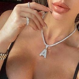 StoneFans 26 Letter Necklace Alphabet Choker for Women Charm Rhinestone Simple Crystal Necklace Pendants Statement Piece Chain286K