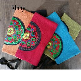 Wallets 2pcs/lot Women Ethnic Linen Embroidery Phone Bags Casual Clutch Vintage Small Coin Purse
