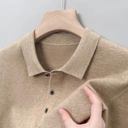 Men's Sweaters Soft Cashmere Polo Collar Sweater Clothing Tops Autumn Winter Male Business Casual Turndown Knitted Pullover Spring