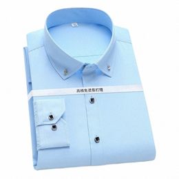 men's Shirt Lg Sleeve No Iring 2022/23 Mew Blue White Social Fi Office Team Work Clothes XL Luxury Formal Busin 41tf#