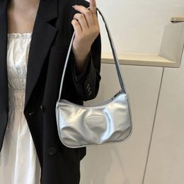 Drawstring PU Leather Half-moon Shoulder Bag Letter Large Capacity Y2k Style Underarm Makeup Lipstick Handbag