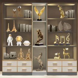 Sculptures Gold Resin Statue Decor Accessories For Living Room Abstract Sculpture Handicraft Statues Office Desk Decoration Fgurines Gift