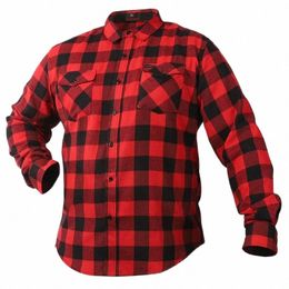 vintage Flannel Plaid Shirt Men Lg Sleeve American Casual Shirts Dr Red Black White Oversize Men's Clothes 2023 Spring J9Pg#