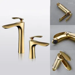 Bathroom Sink Faucets Gold Faucet Mixer Cold Water Tap Brass Basin Single Hole Deck Mounted Tapware Handle