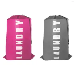 Laundry Bags 2pcs With Drawstring Oxford Cloth Extra Large Dormitory Travel Bag For Dirty Clothes Portable Home Gym Machine Washable