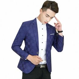 2023 New Men's Busin Boutique Suit Jacket Blue Wine Red Dark Grey Fi Men Wedding Party Blazer Slim Fit Tuxedo Dr Coat z0Hx#