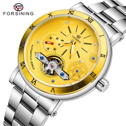 FORSINI 8224 Men's Automatic Chaining with Hollow and Transparent Bottom Fashion Mechanical Watch for Men