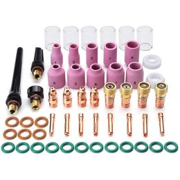 TIG-lasapparaten 55pcs/lot TIG Welding Torch Accessories Kit with High Temperature Glass Cup Collets Body Alumina Nozzle Stubby Gas