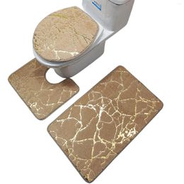 Toilet Seat Covers Polyester Marbling Carpet Three-Piece Suit Bronzing Abosrption Non-Slip Simple Cold Style Soft For Bathroom Entrance