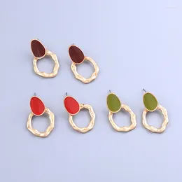 Dangle Earrings Simple Design Drop Earring For Women Handmade Vintage Red/Purple/Green Enamel Korean