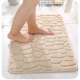 Mats Embossed Cobblestone Bathroom Mat Floor Carpets Bath Mat Effective Nonslip Toilet Rugs Thick Memory Foam Bathroom Rugs Doormat