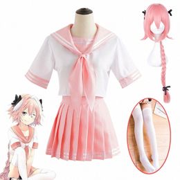 fate Apocrypha Astolfo Cosplay Costumes Anime Japanese Student School Sailor Uniform Woman Halen Carnival Dr Maid Outfit U10s#