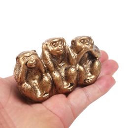 Miniatures Resin Statue Home Decor Chinese Office See Hear Speak No Evil Gifts Monkey Figurine FengShui Desktop Sculpture Craft Handmade