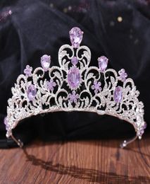 Silver Purple Rhinestone Tiaras Crowns Headbands Bride Party Diadem Bridal Wedding Hair Jewellery Ornaments Jewellry3452770