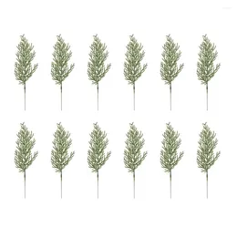 Decorative Flowers 12pcs 35cm Artificial Pine Branches Plastic Faux Leaves Greenery Sprigs DIY Garland Craft Wreath Christmas Party Home
