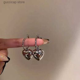 Charm Fashion Simple Heart Pendant Earrings For Women Holiday Gifts Vintage Luxury Silver color Ear Rings Gothic Jewelry Accessories Y240328