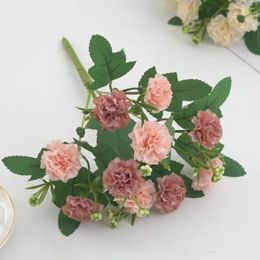 Decorative Flowers All-weather Artificial Realistic Carnation Branch With Stem 10 Head Faux Flower Decoration For Home Wedding