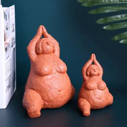 Sculptures Resin Fat Lady Figurines Abstract Character Sculpture Nordic Style Home Decor Living Room Artwork Decoration Woman Statue Craft