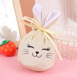 Gift Wrap Easter Bag Flannel Bags Cute Cartoon Ear Goodies Snack Treat Candy Drawstring For Happy